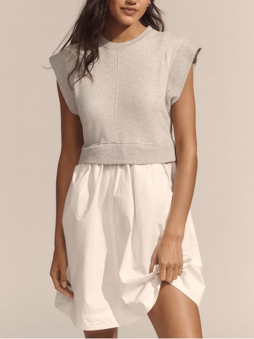 Anthro Daily Practice Gardenia Short-Sleeve Babydoll Mini Dress